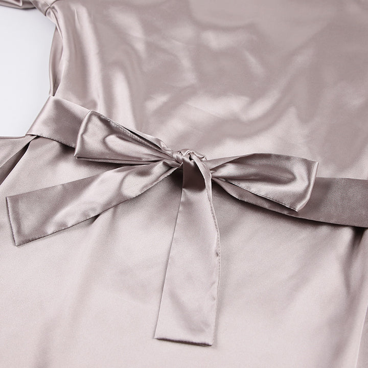Dame Satin Chiffon pyjamasæt med elegant snit og lange ærmer Stilla