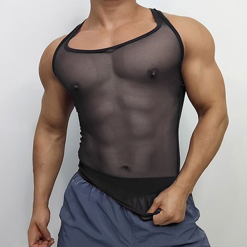 Unisex nan åndbart net-top med sporty rygparti og elastisk kant