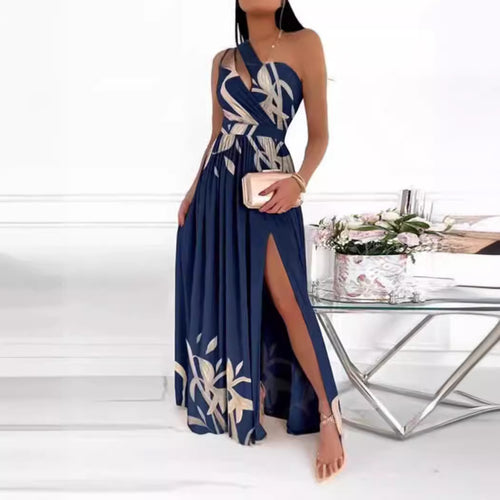 Dame Elegante omslagskjole med sidelad split og blomstret design Stilla