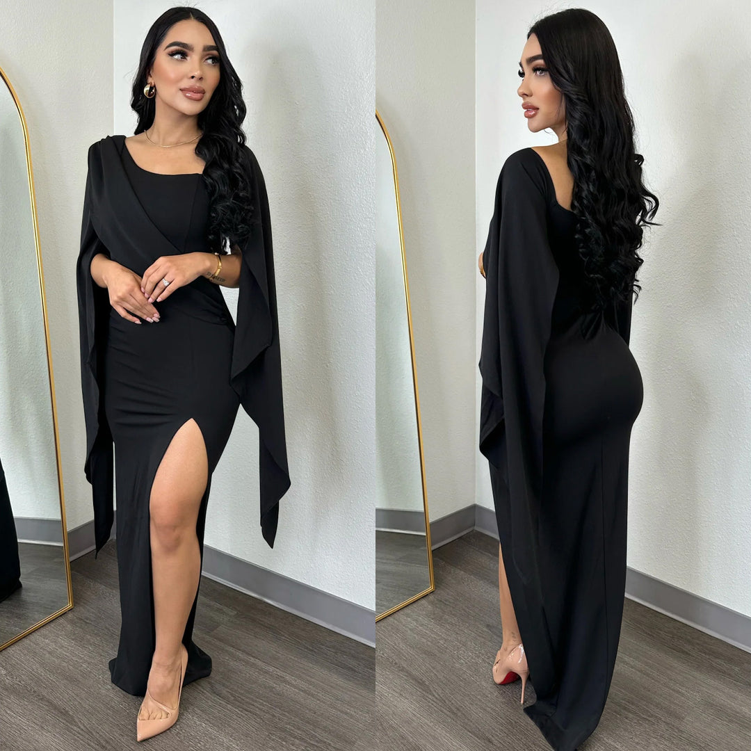 Dame Elegant Maxi-kjole med asymmetrisk overdel og sideslids Stilla