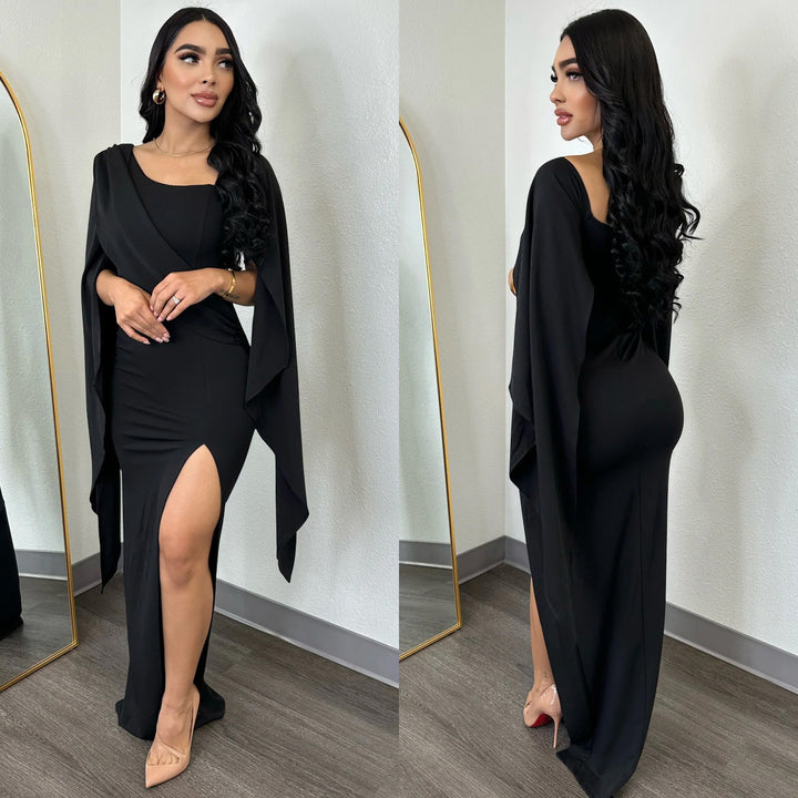 Dame Elegant Maxi-kjole med asymmetrisk overdel og sideslids Stilla