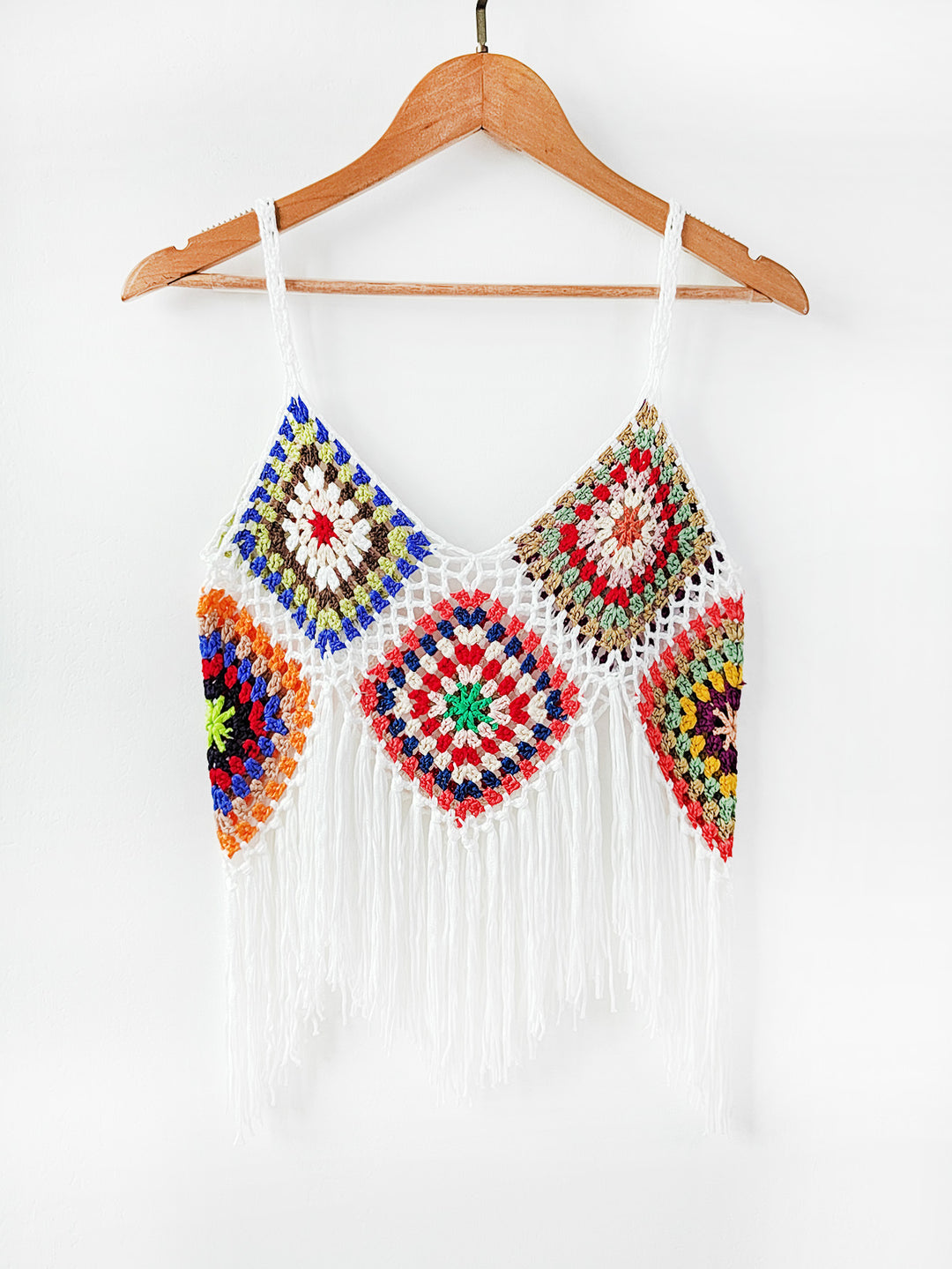 Dame hæklet Crop Top med frynse-detalje Stilla
