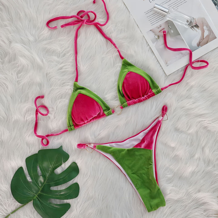 Kvinder Flirty Tri-Color Bikini Sæt Stilla