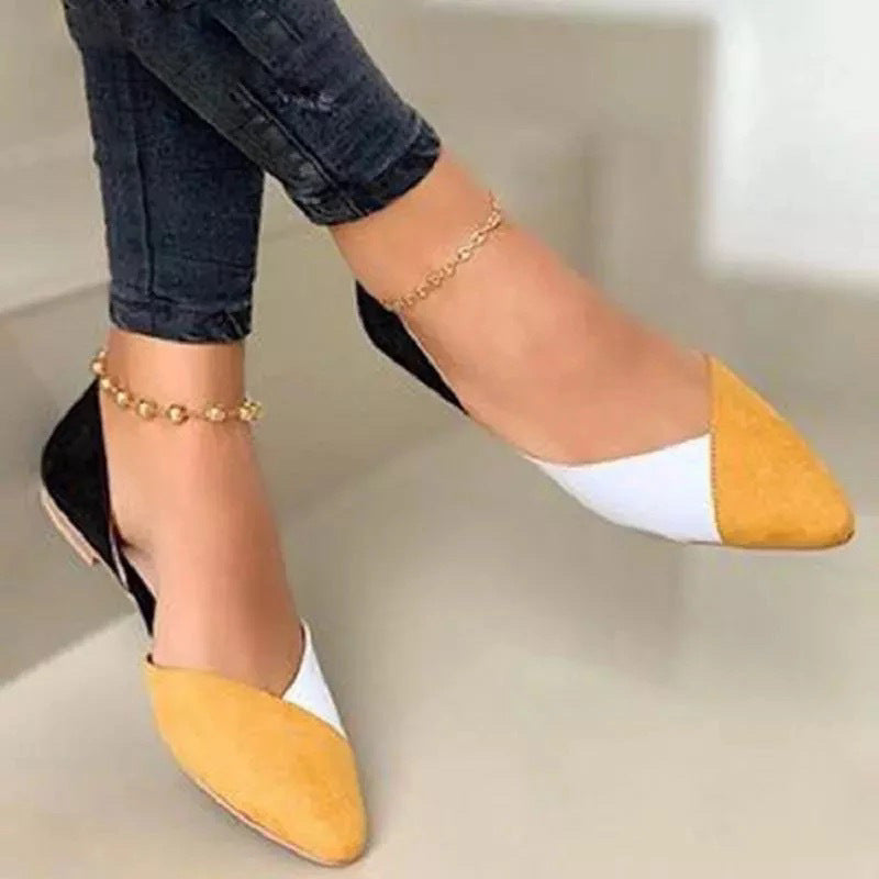 Dame Ballerinas med moderigtige farveblok-design og spids tåområde Stilla