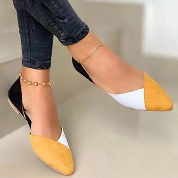 Dame Ballerinas med moderigtige farveblok-design og spids tåområde Stilla