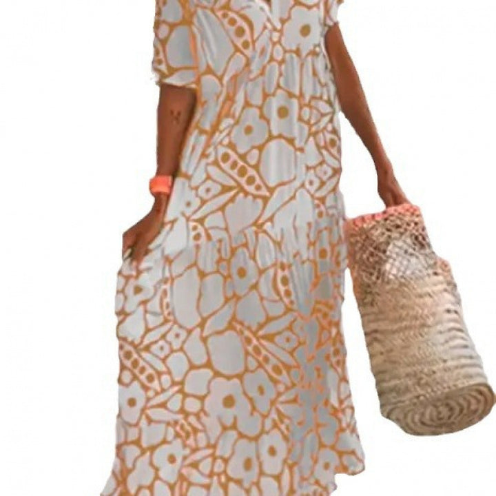 Dame Floral Print Maxi Kaftan Kjole Stilla