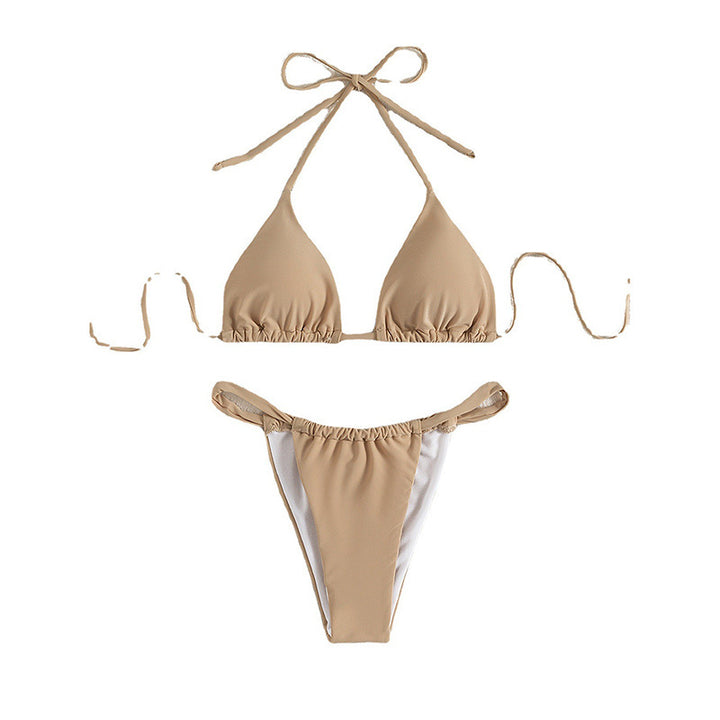 Dame Triangel-Bikini-sæt med flæset design Skovae