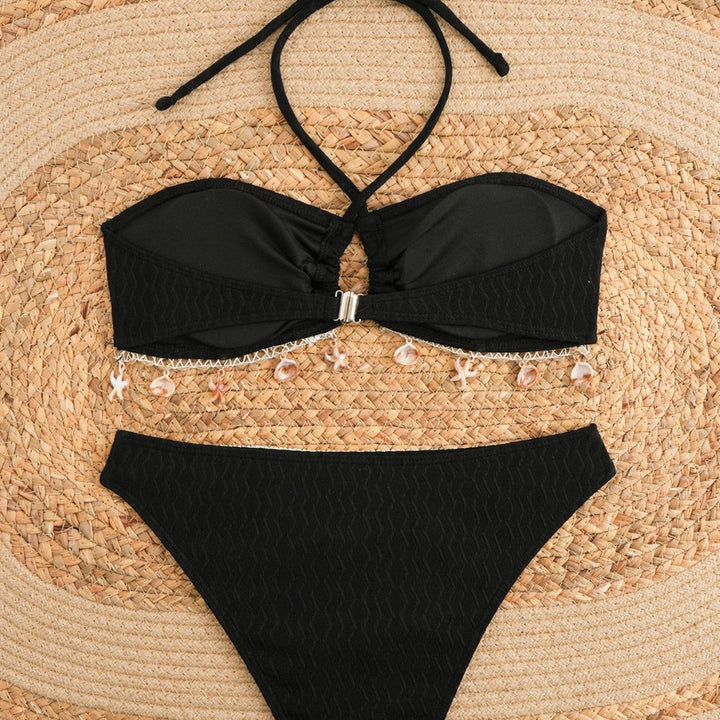 Dame Bikini-sæt med elegant bånd og detaljerede muslingedekorationer Skovae