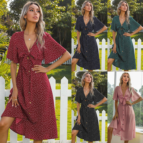 Dame Button-Up Midi-Kjole med Knapdetaljer Stilla