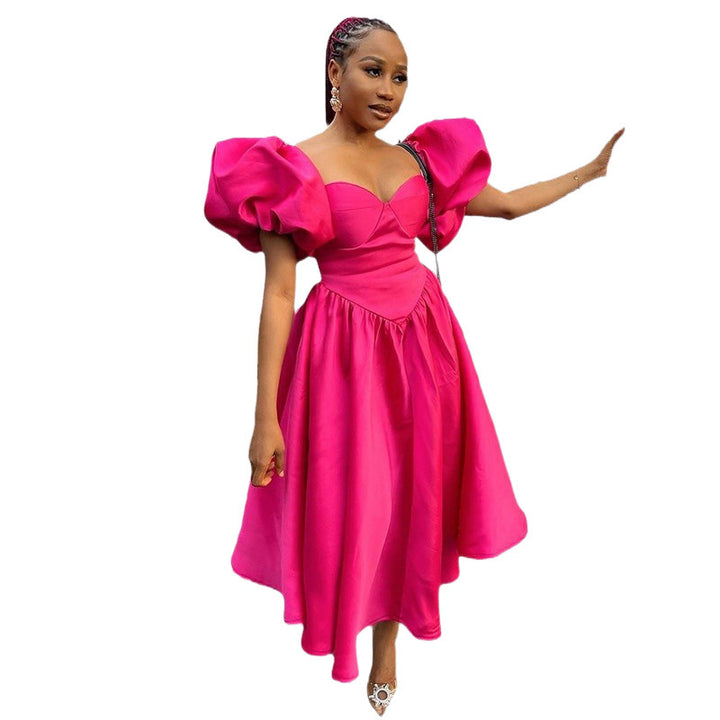 Dame Elegant Off-Shoulder Puffærmer Kjole Stilla