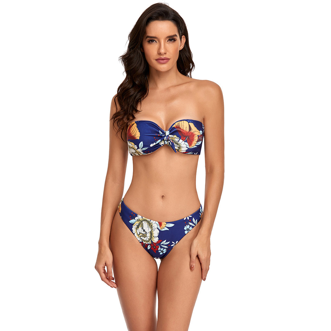 Dame bandeau-bikini med justerbar knyttet detalje Skovae