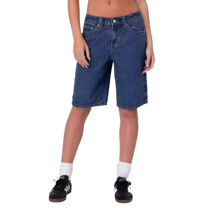 Dame modische Denim-shorts i afslappet snit med høj talje Skovae
