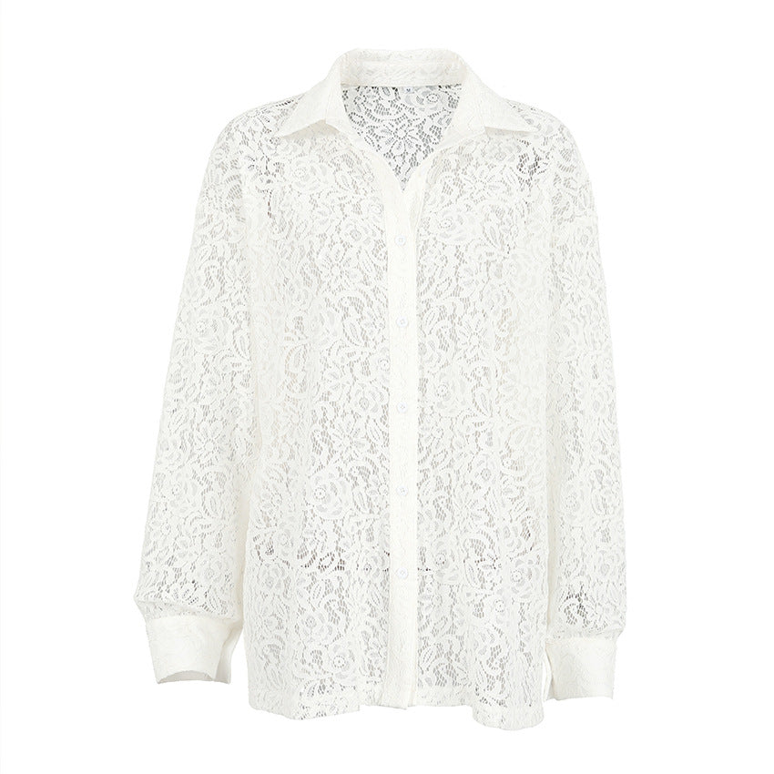 Dame Translucente Blondebluse med oversized snit og elegante detaljer Stilla