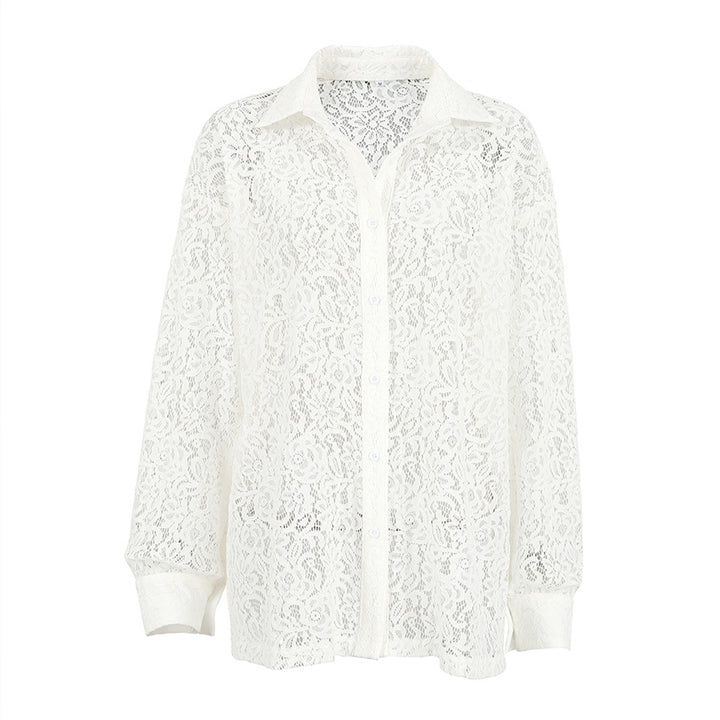 Dame Translucente Blondebluse med oversized snit og elegante detaljer Stilla
