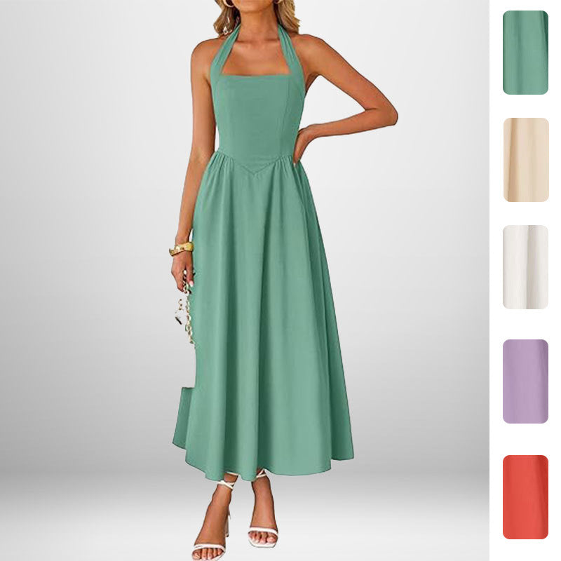 Damer maxi kjole med off-the-shoulder halterneck og flydende nederdel Stilla