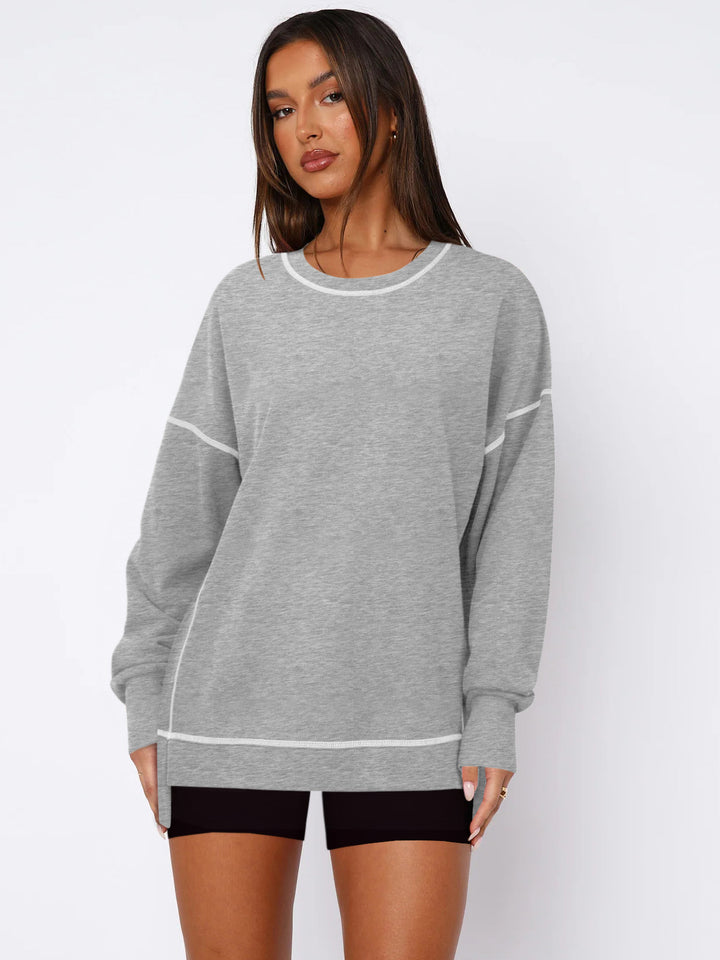 Dame Sporty Oversized Pullover med Kontrast syninger Stilla