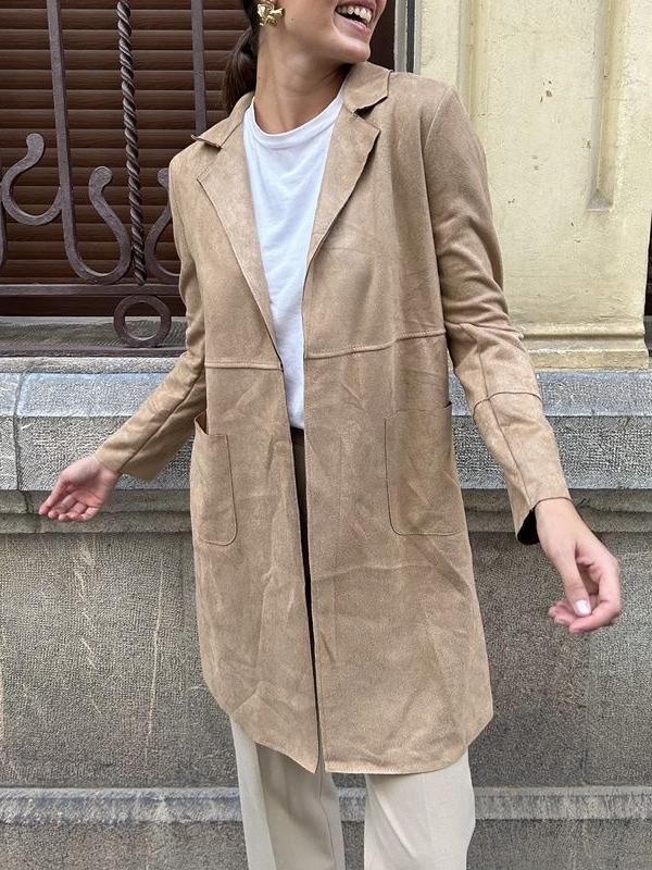 Damer elegant Longblazer lavet af blødt Suedine Stilla