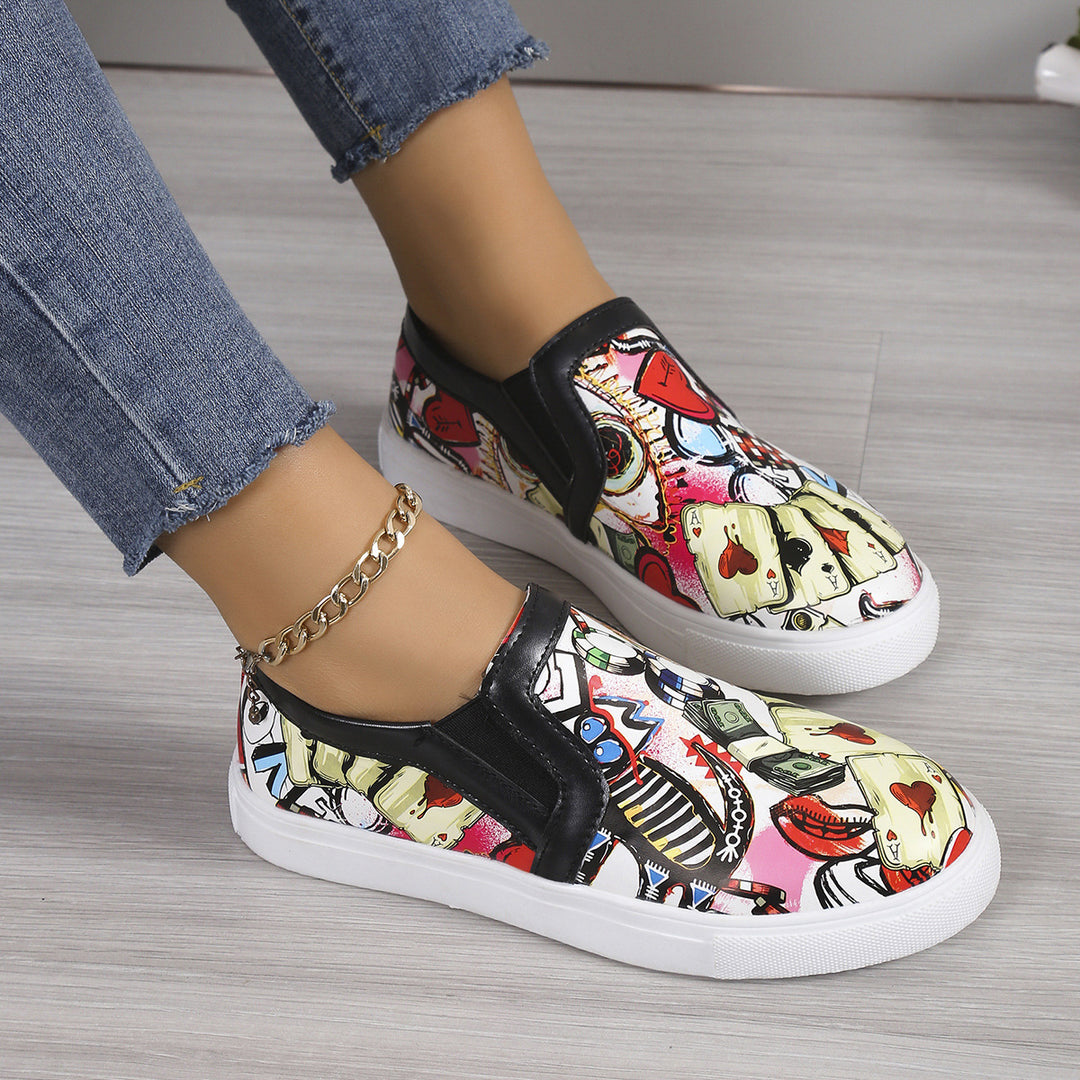 Dame Casual Sneakers med farverig motivtryk Stilla