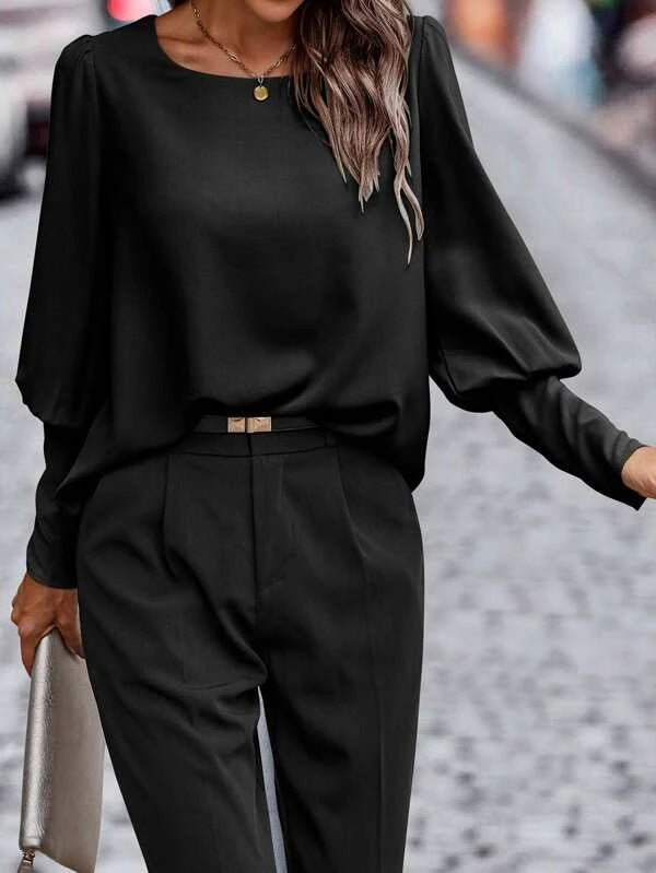 Dame elegant puffermet bluse Stilla