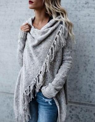 Kvindernes hyggelige poncho med frynser Stilla