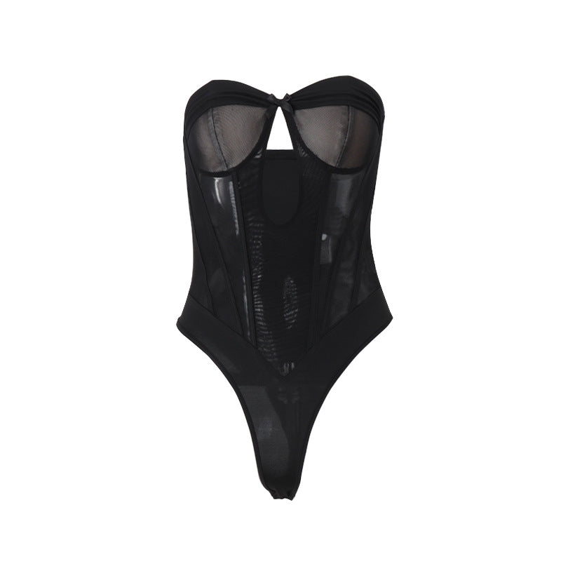 Dame Gennemsigtigt Bodysuit med raffinerede Cut-Outs og Peep-Toe-Design Stilla
