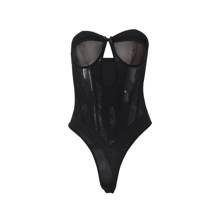 Dame Gennemsigtigt Bodysuit med raffinerede Cut-Outs og Peep-Toe-Design Stilla