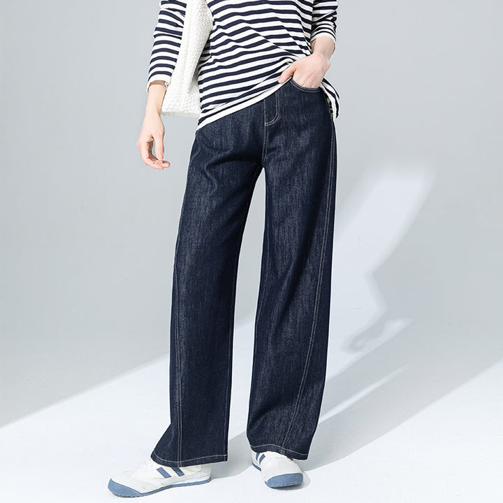 Dame bred komfort-jeans med høj talje Stilla