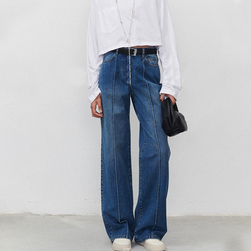 Dame brede jeans med høj talje og sidelommer Stilla