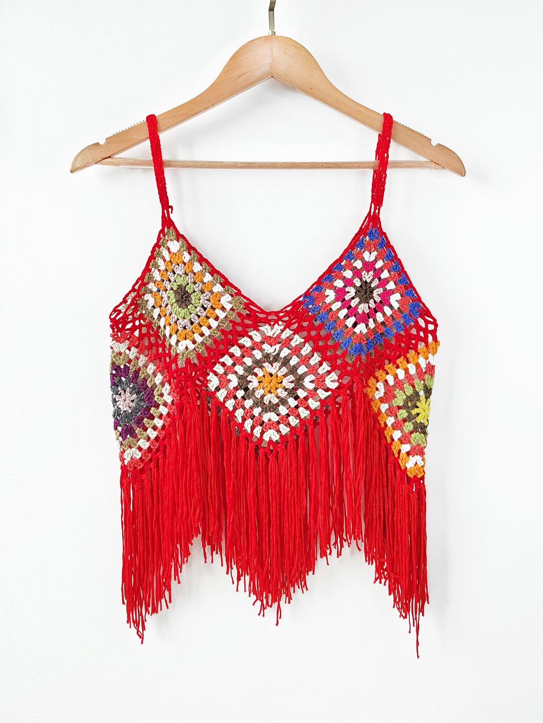 Dame hæklet Crop Top med frynse-detalje Stilla