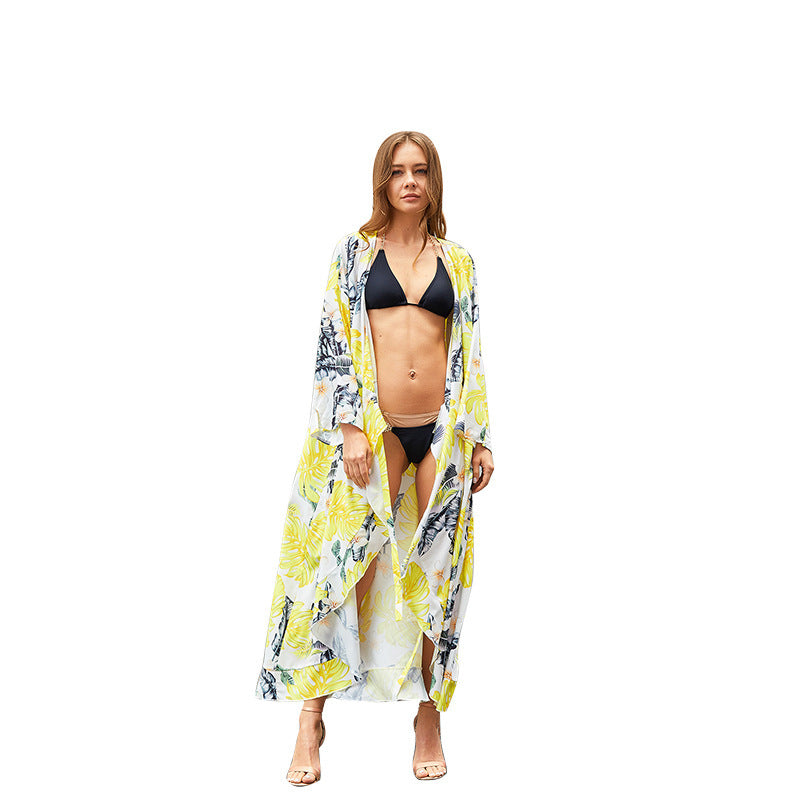 Dame Strandkimono med livligt blomstermønster og bred pasform Stilla
