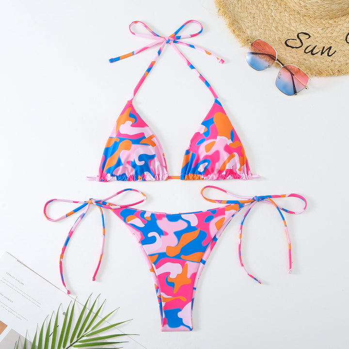 Femme Vibrant Print String Bikini Sæt Stilla