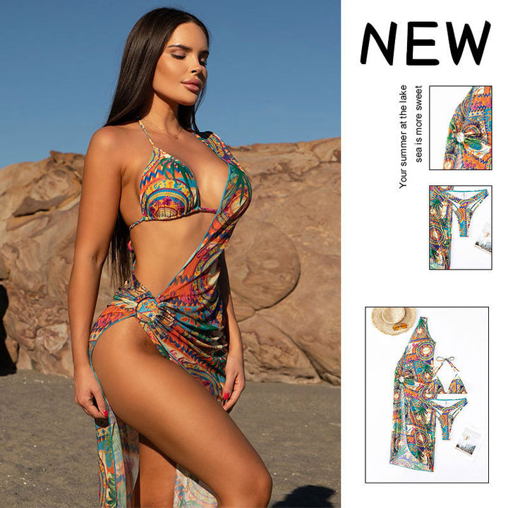 Dame Bikini med legende indpakningsdesign og fashionable mønstermix Skovae