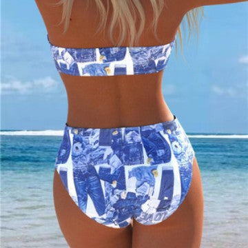 Kvinde Bikini-sæt med elegant bandeau-top og højt skårne shorts Skovae