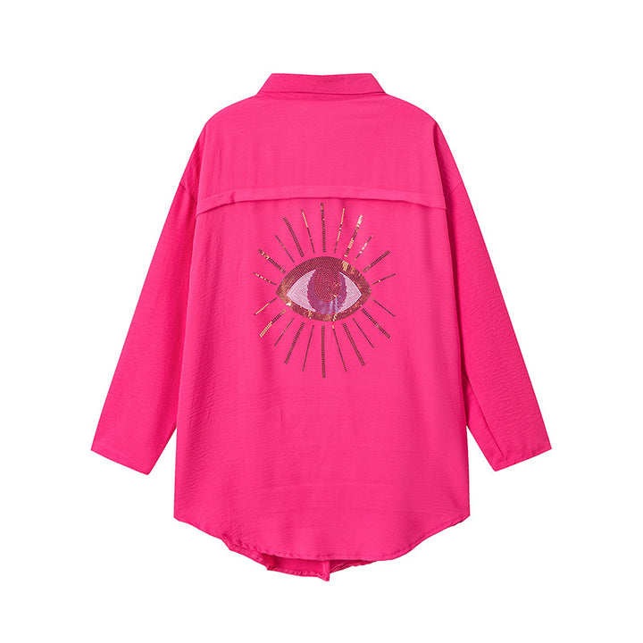 Dame Størrelse Grafik Button-Up Skjorte Stilla