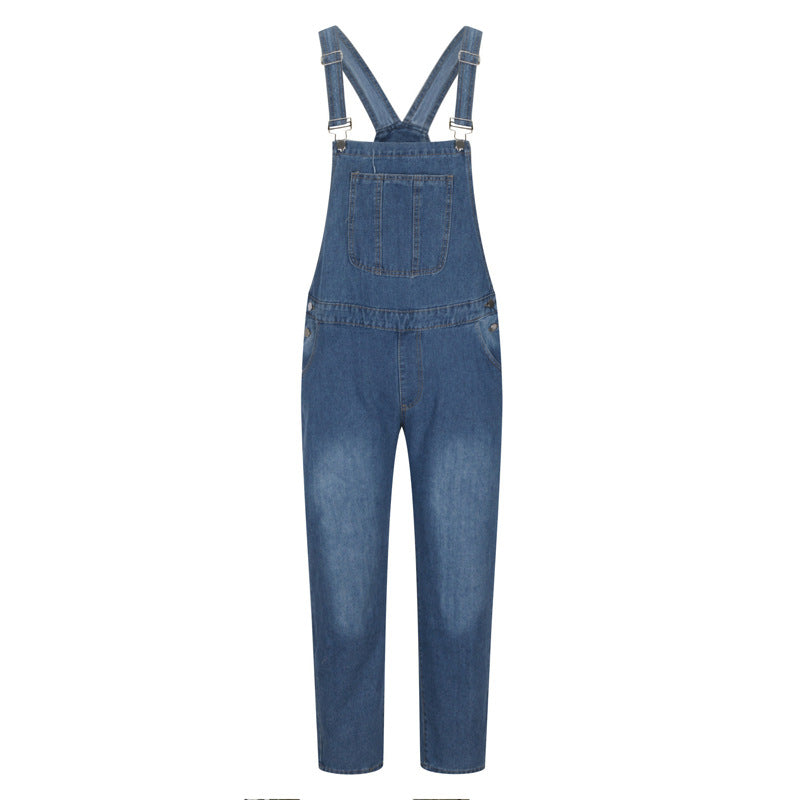 Herrer denim-overalls i afslappet snit med justerbare stropper Skovae