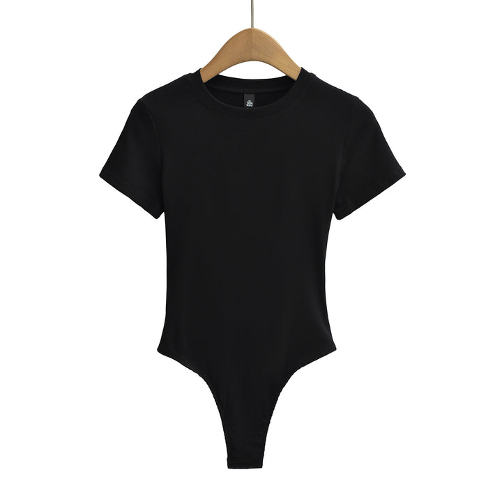 Dame figurnær Bodysuit i høj kvalitet rib-stof med kort ærme Stilla