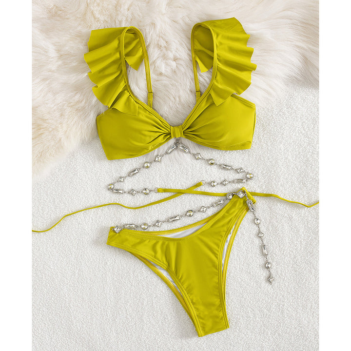 Dame Bikini-sæt med glamorøst flæse-design og fashionable smykke-accenter Stilla