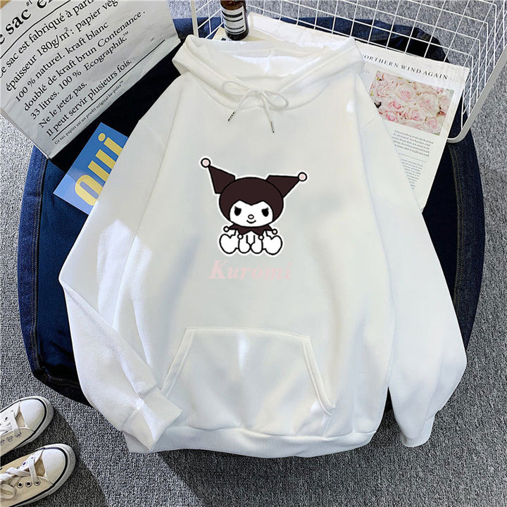 Kvinders hoodie med sødt ko-motiv og høj kvalitet fleece-foring Skovae