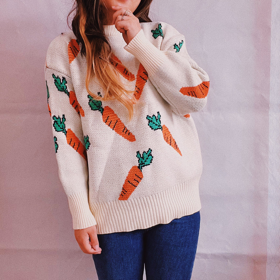 Kvindernes Oversized Strikke Sweater med Gulerodsmønster Stilla