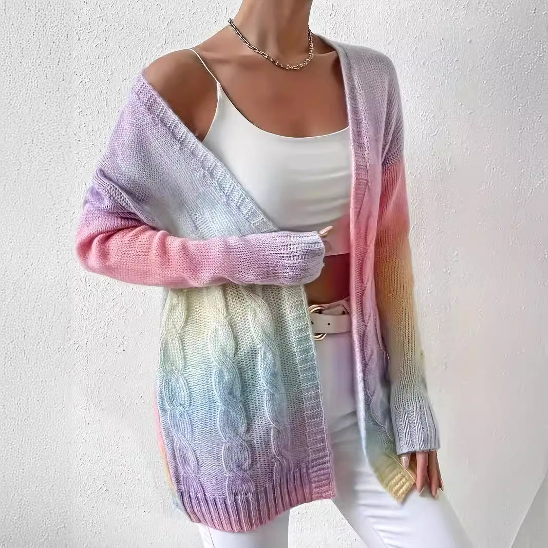 Kvinders cardigan i moderne gradientfarver Stilla