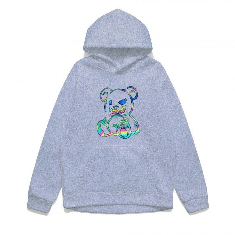 Dame hoodie sweatshirt med sejt bjørnemotiv og komfortabel pasform Skovae