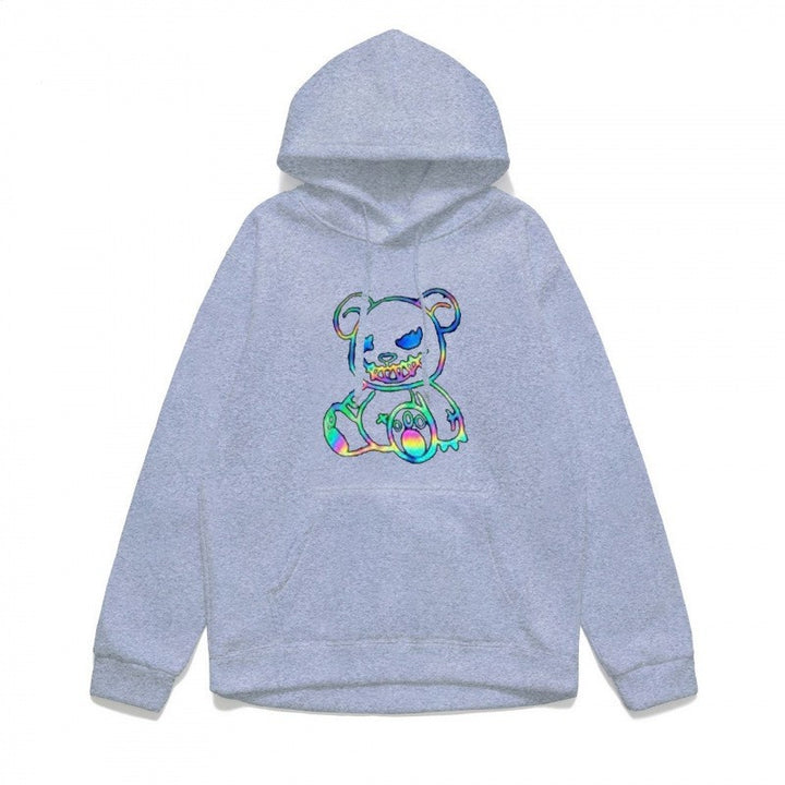 Dame hoodie sweatshirt med sejt bjørnemotiv og komfortabel pasform Skovae
