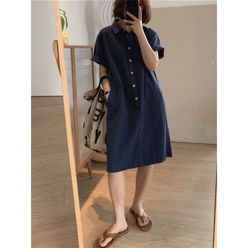 Dame Knap-ned Skjortekjole Stilla