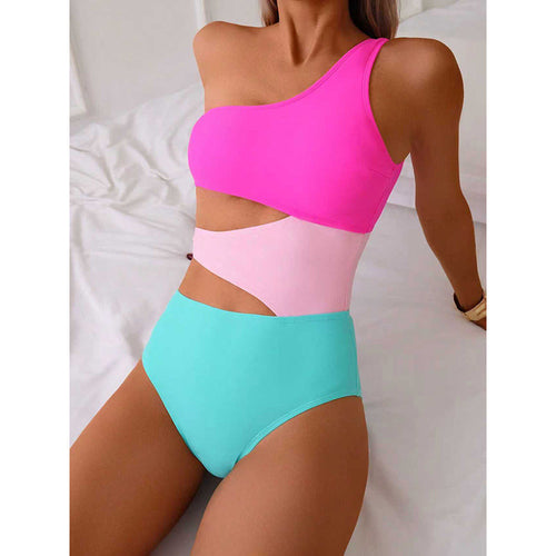 Damer ensidig badedragt med høj benudskæring og moderne cut-out design