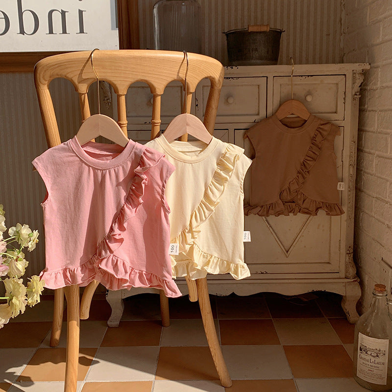 Pige Rynket Asymmetrisk Kant Top Stilla