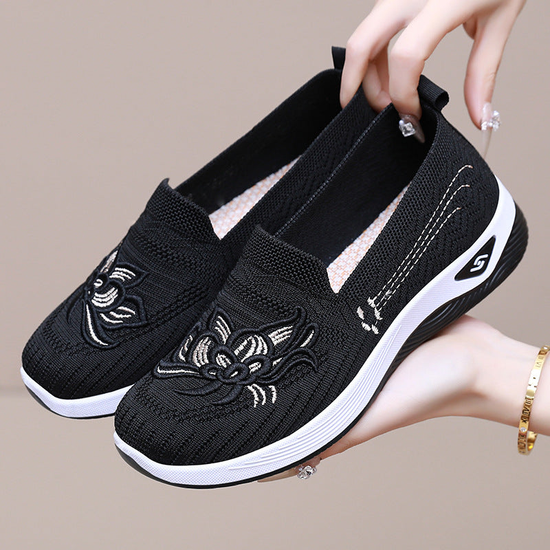 Dame Komfortable Slip-On Sneakers med floral broderi Stilla