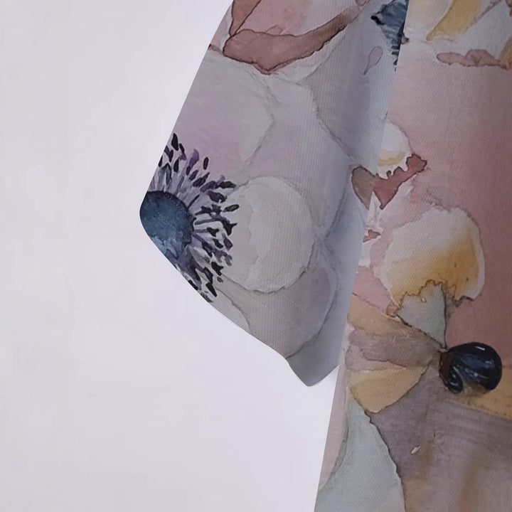 Herrer polo t-shirt med floralt akvarelmotiv og høj kvalitets bomuldsblanding Stilla