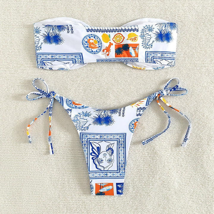 Damer Bandeau-bikini med legende mønster Skovae