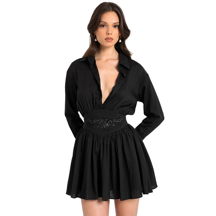 Femme Elegante Mini Kjole med dekoreret bånd Stilla
