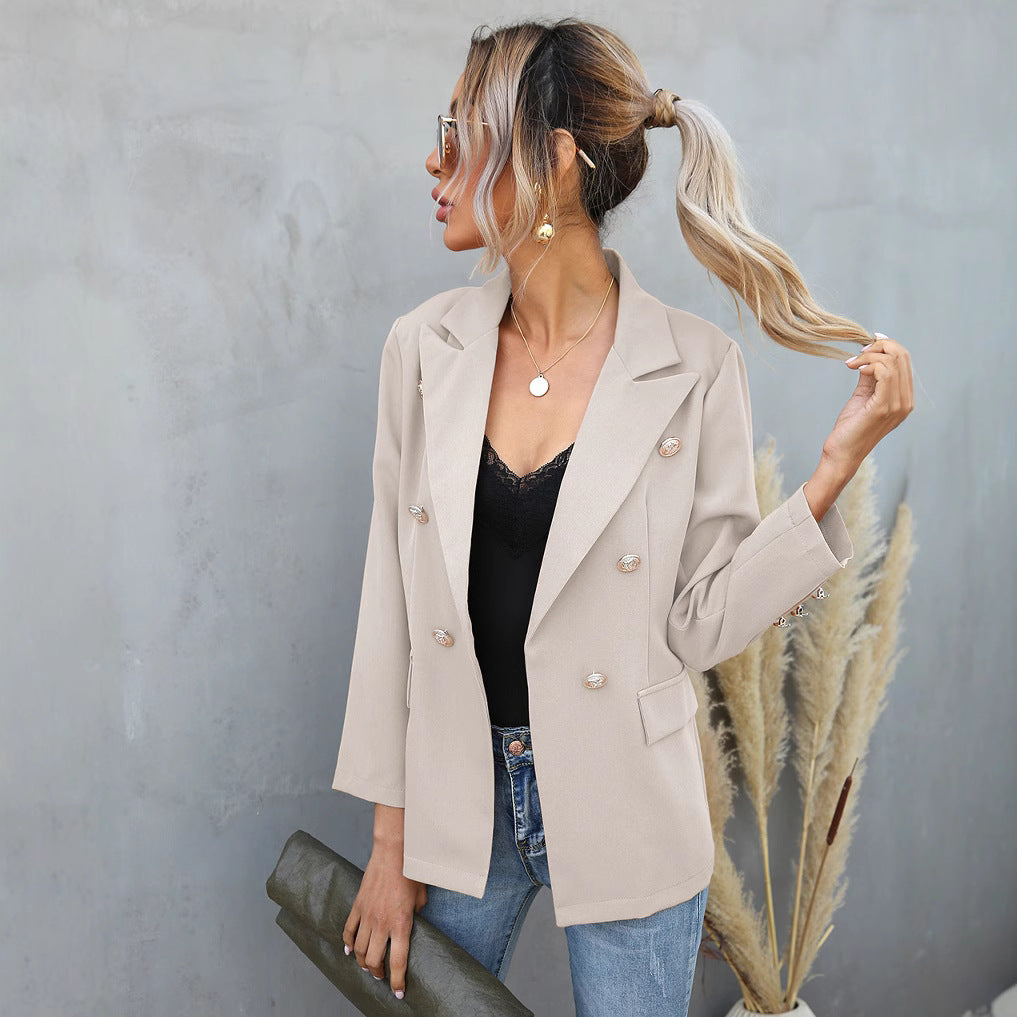 Dame Mode Blazer jakke med dobbelt knapliste og elegante detaljer Stilla
